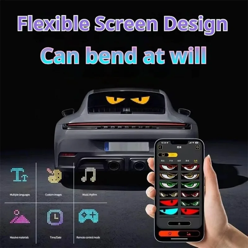 New 1-2PCS Devil‘s Eye LED Screen Light USB Plug-in DIY App Control RGB LED Car Matrix Panel Flexible Display for Car Windshield