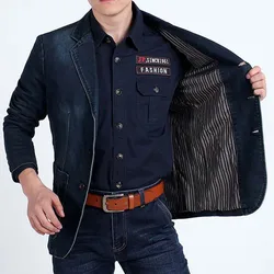 Blouson aviateur en denim imbibé pour hommes, coupe-vent, sweat-shirt d'hiver, vêtements de style de luxe, grande taille, printemps, nouveau