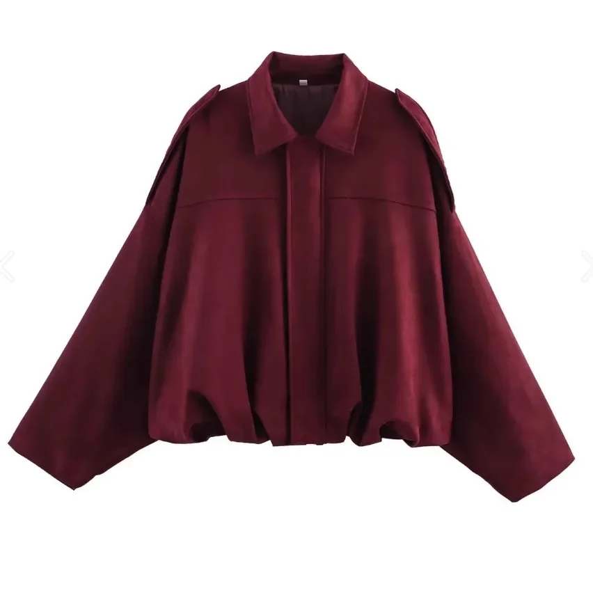 New Women's Bomber Jackets Coats Fashion Turn-down Collar Long Sleeve Loose Coats Vintage Female Outerwear Chic Tops