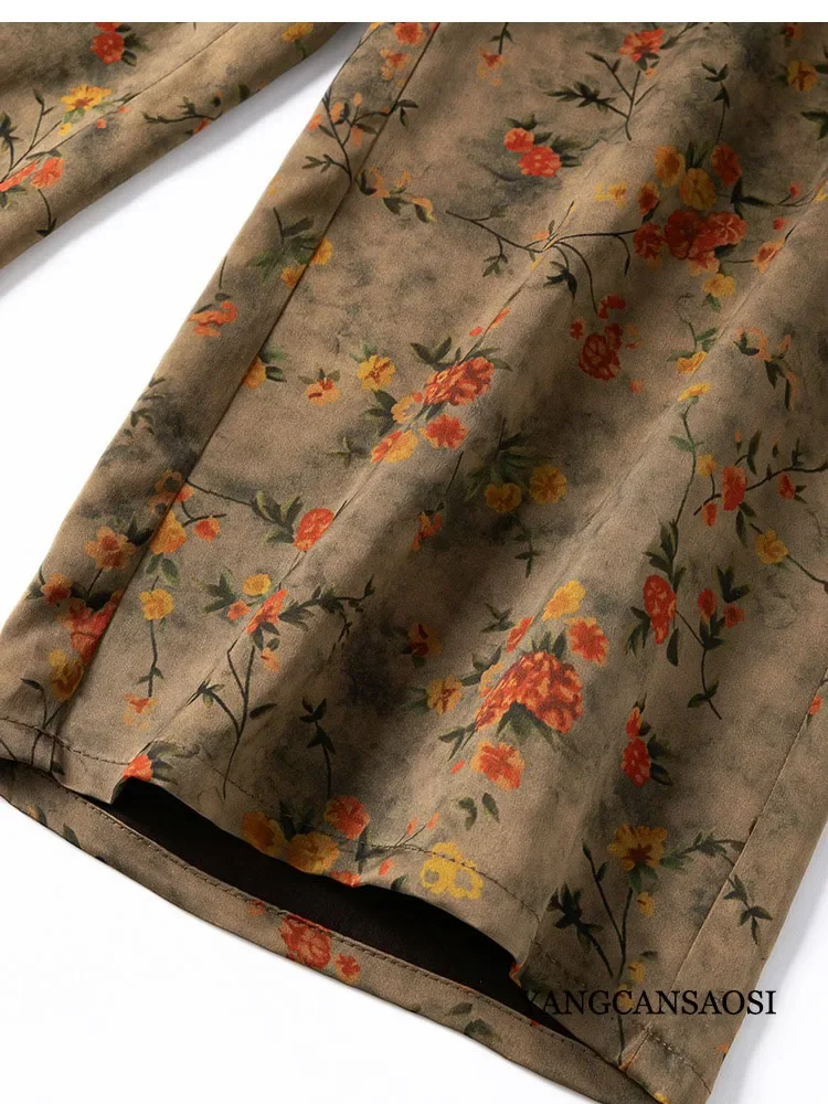 Women's Spring/Summer Fashion Clothing Heavy 100% Natural Mulberry Silk Gambiered Guangdong Gauze Retro Straight Legged Pants