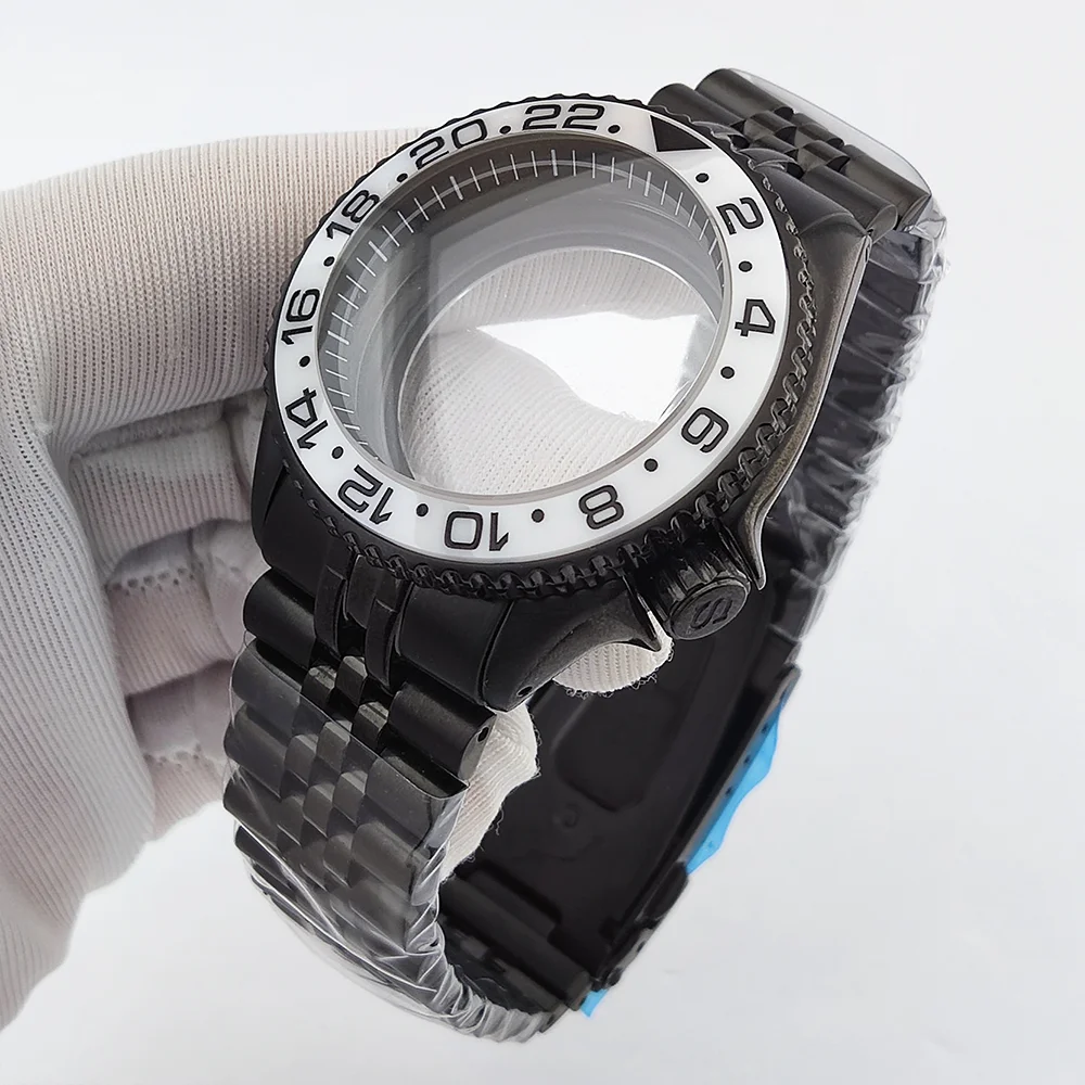 41 مللي متر حافظة NH35 حافظة سوداء SKX007 حافظة من زجاج الياقوت مقاومة للماء مناسبة لعلبة 28.5 مللي متر حافظة ساعة رجالية فاخرة