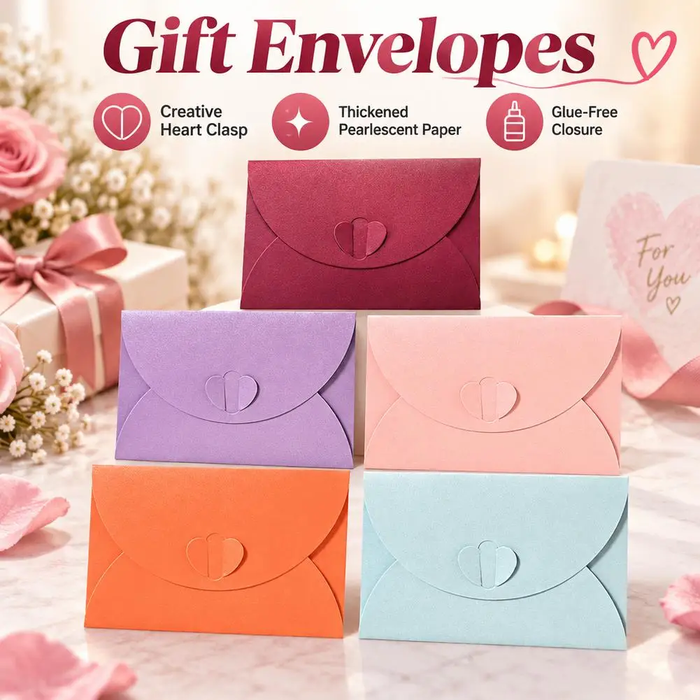 10.3x7cm Thick Love Wedding Envelope Foldable DIY Pearl Paper Envelopes Buckle Lock Letter Gift Greeting Card Envelopes