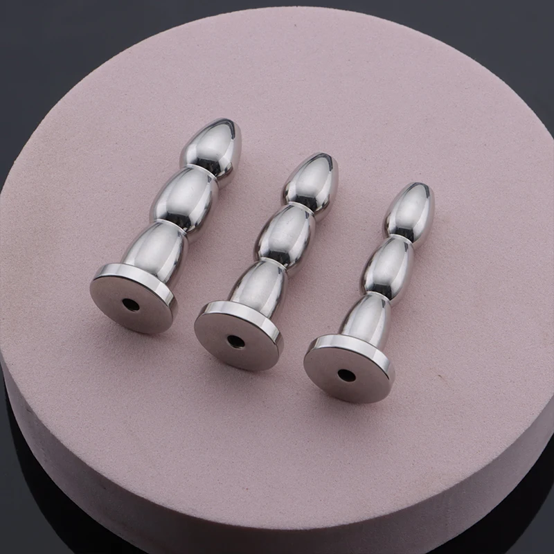 2023 Stainless Steel 3 Beads Penis Plug Stretcher Hollow Male Urethra Plug Sounds Dilator Men Rod BDSM Insert Catheter Sex Toy