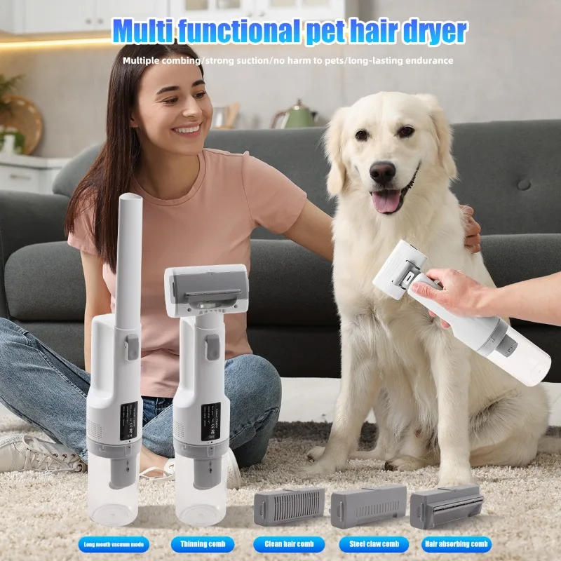 ZONGYAN Pet Hair Vacuum Cleaner 5 In 1 Multifunctional Electric Grooming Tool Dog Cat Home Floating Supping Knot Remover Trimmer