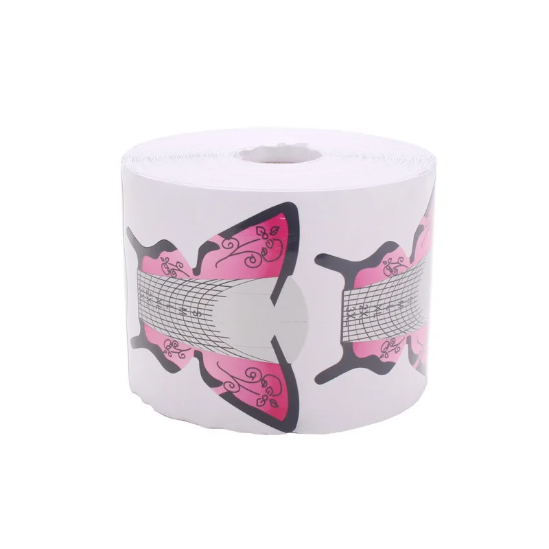 500 Pcs/Roll Butterfly Nail Form Copper Sheet PVC UV Phototherapy Extension Adhesive Stencil Sticker Manicure Tools