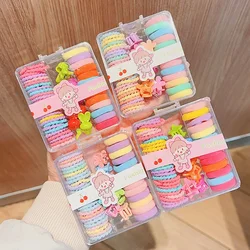 New Cute Box Set Children's New High Elasticity Elastic Band Candy Color Hair Tie Clip Hair Clip Rope Princess Accessories