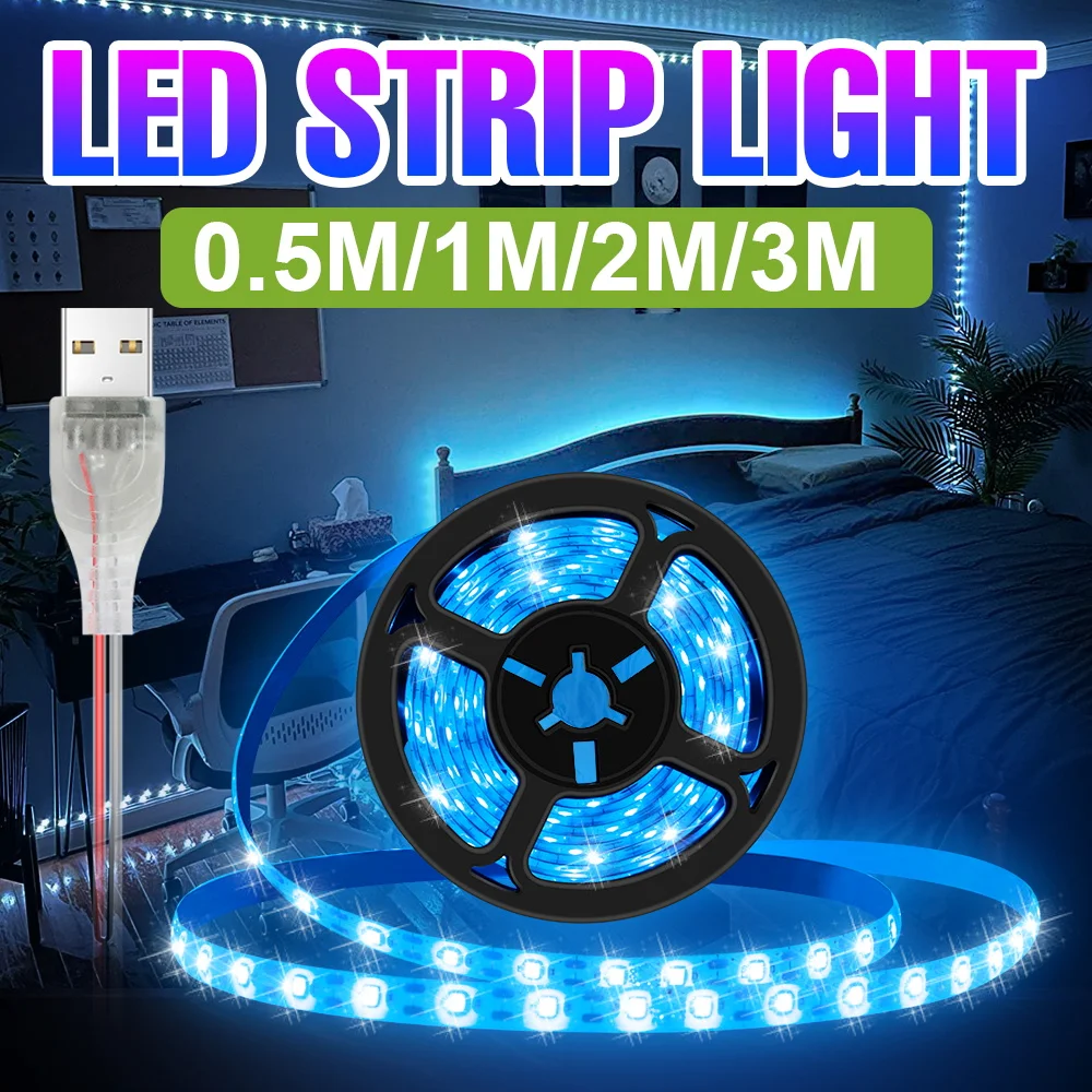 

5V LED Light Strip USB Flexible Tape Lights Bar Kitchen Study Wardrobe TV Backlight Stair Display Cabinet Indoor Decor Lighting