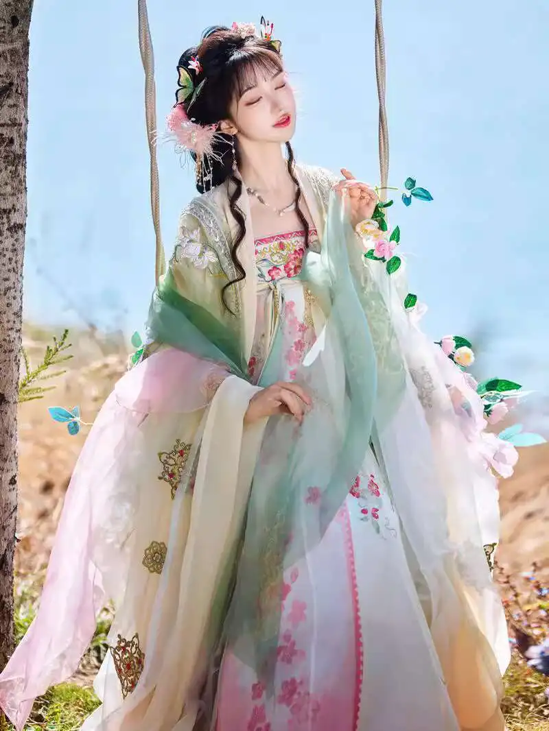 

Fiesta Carnival Halloween Cos Cosplay New Hanfu Tang System Chest Length Skirt Embroidery Big Sleeved Shirt 2025 new hot