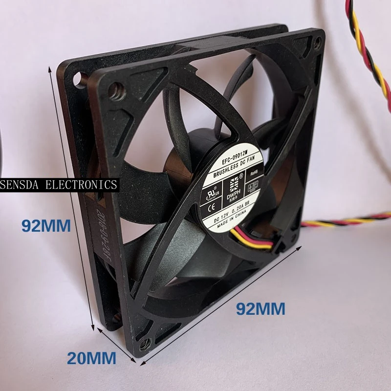 Brushless DC fan For Dwph efc-09d12dm 12V 0.20a 90mm 92mm For Suntech UPS ultra quiet server cooling fan