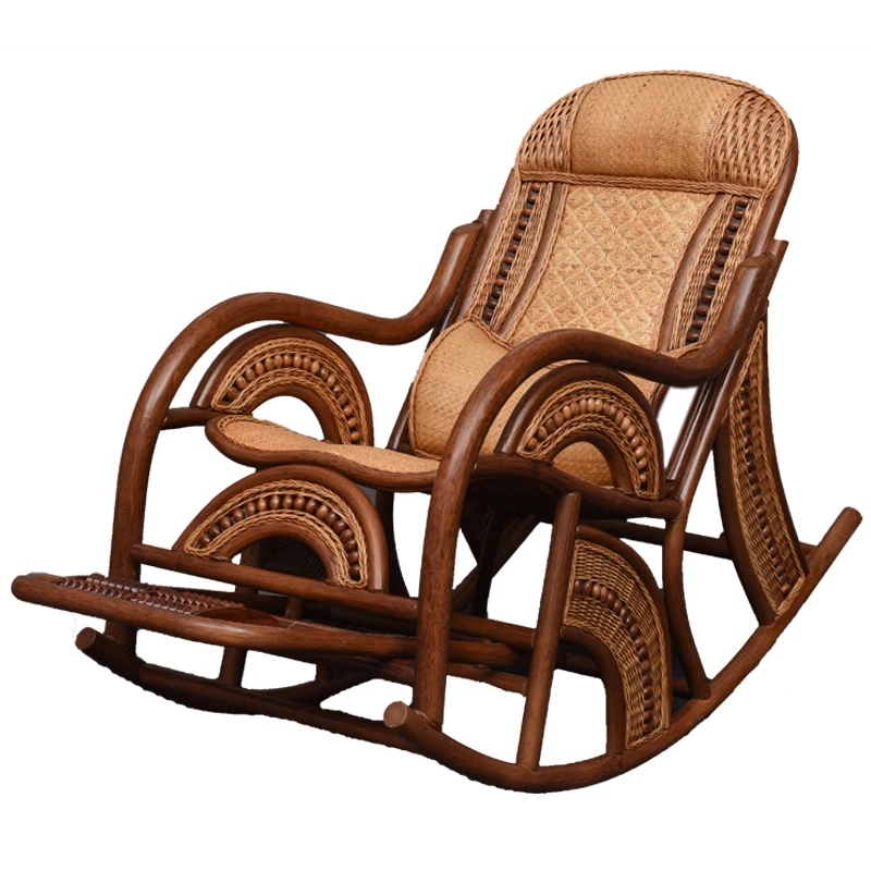

Natural rattan rocking chair, high-end elderly home recliner rattan woven rocking chair