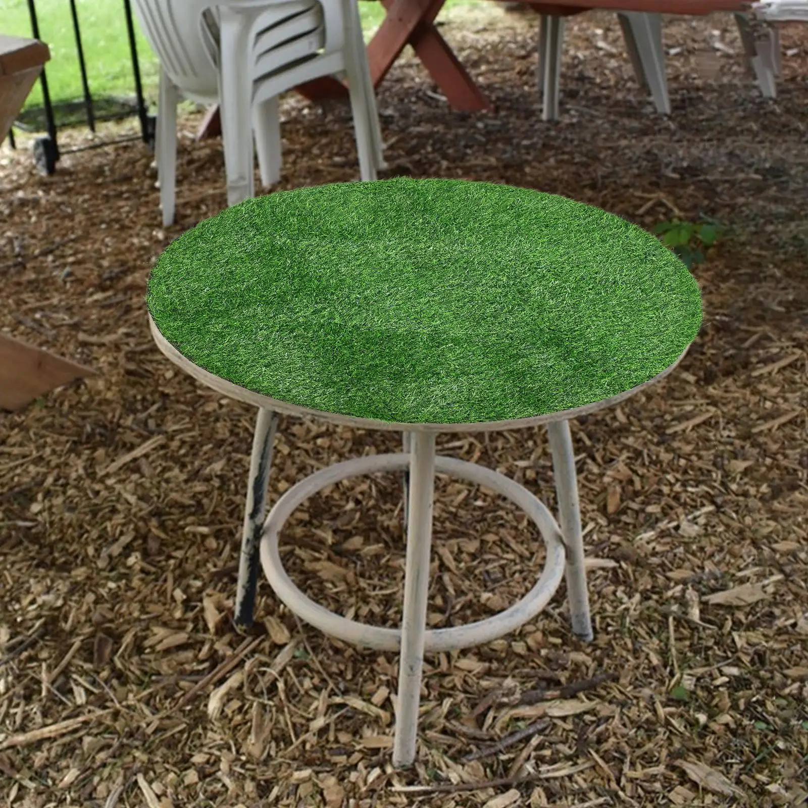 Manhole Cover Decorative Lawn 70cm Round Fake Grass Rug for Patio Table Centerpiece Artificial Turf No Watering