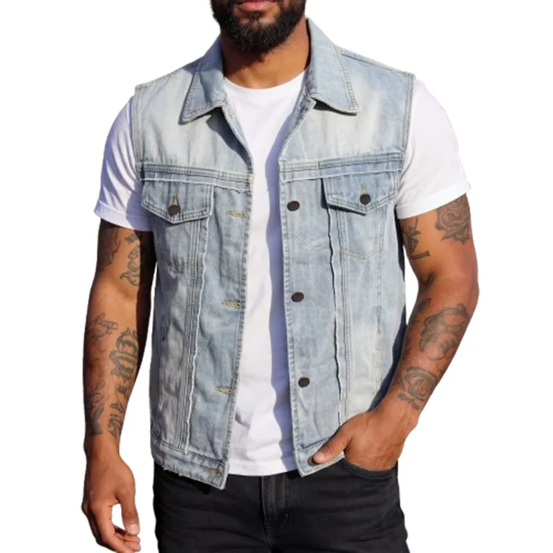 Spring Summer Men's Denim Vest - Men'S Fashion Vest With Jeans บทวิจารณ์และราคา