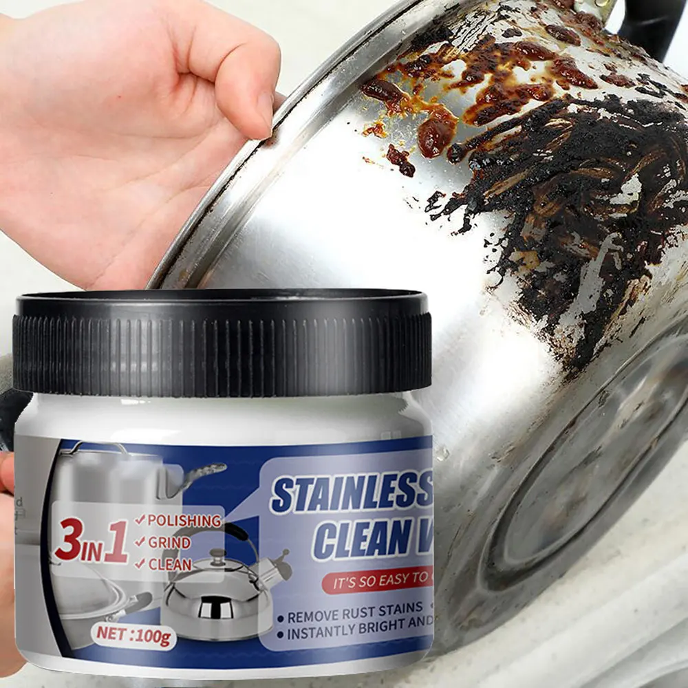 Stainless Steel Cleaning Wax Stain Remover Abrasive Pot Black Scale Remover Multifunctional Cleaning Metal Polishing Rust Remove