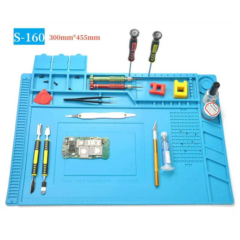 

Silicone Repair Pad Thick Soldering Heat-Resistant Blue Soldering Mat Insulation No Lead Antistatic Work Pad PC Repair 2025 NEW