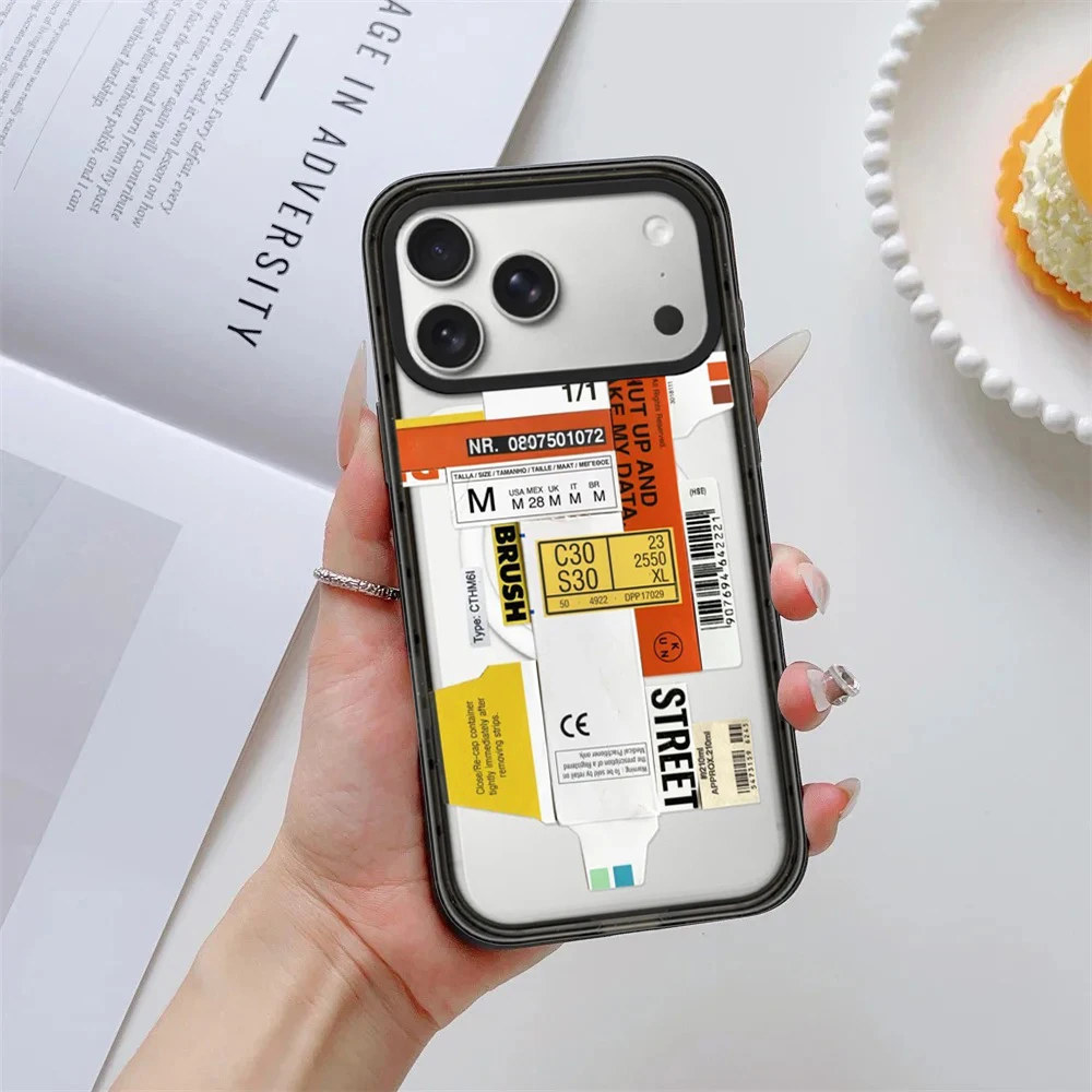

Minimalist Label Impact Black Border Magnetic Cover for IPhone 12 13 14 15 16 17 Pro Max Case for IPhone 17 Air