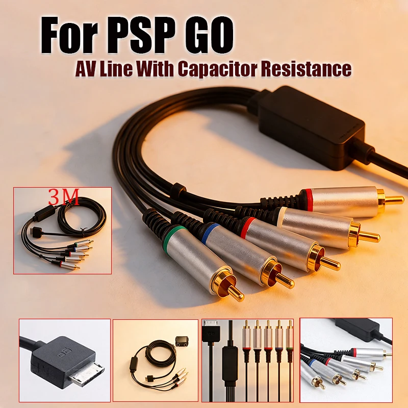 AV Cable For PSP GO Game Console 3M Audio Video Synchronous Output Cord AV Adapter Wire with Capacitor Resistor Audio Video Line