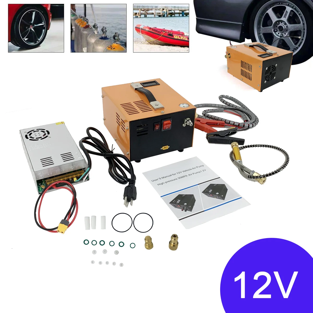 4500Psi 300Bar ปั๊มแรงดันสูงหม้อแปลง DC12V คอมเพรสเซอร์ PCP/AC 110V 30MPa เครื่องเติมลมปืนไรเฟิลนิวเมติก