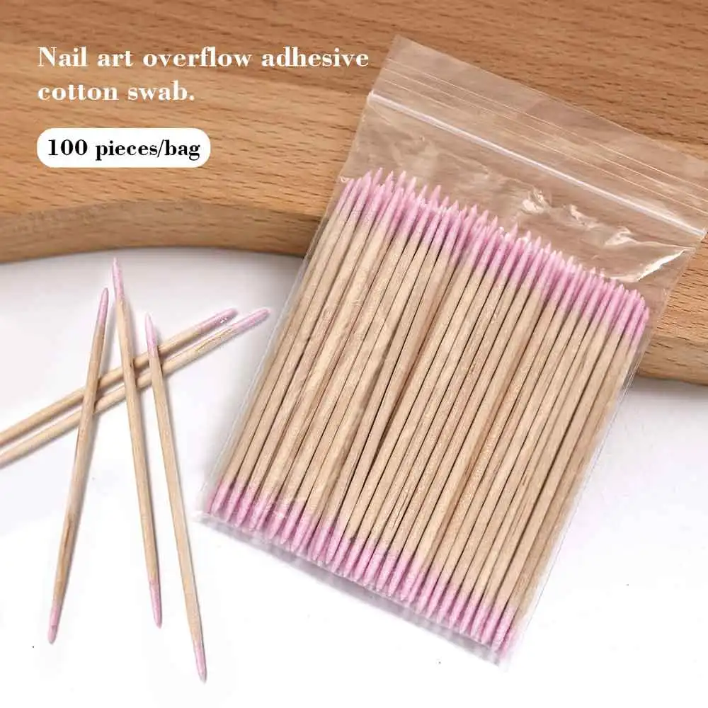 1/2/5/10Pc Clean Sticks Bud Tip Wooden Nails Wood Cotton SwabCotton Head Manicure Detail Corrector Nail Polish Remover Art Tool