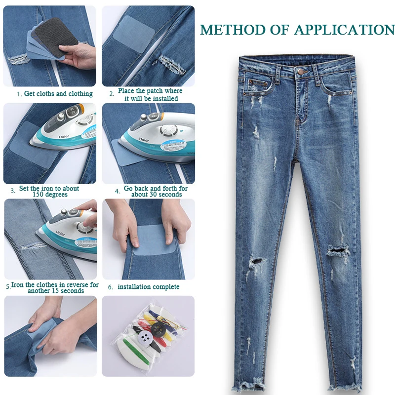 1/5 Pcs DIY Repair Patches Cloth Stickers Denim Patches Hole Repair Patch Jeans Repair Kit  Iron On Can Be Cut Convenient