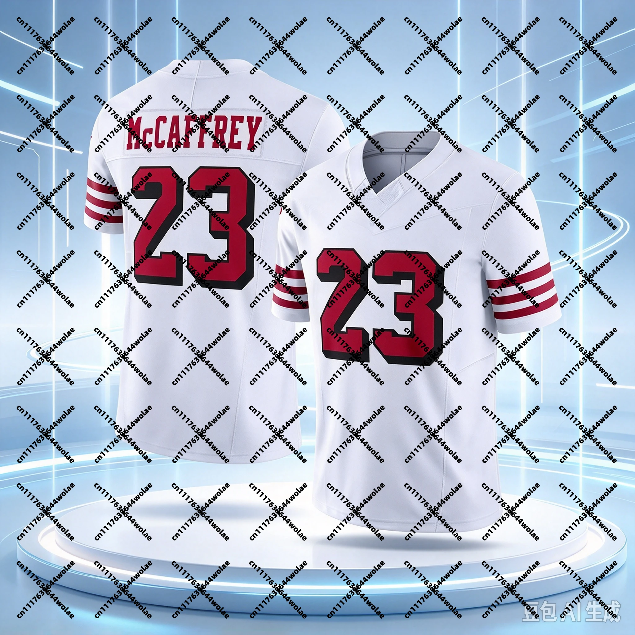 New Men #23  Red Home Football Jersey Name Number Three Striped Sleeve V Neck Breathable Fan Game Family Matching