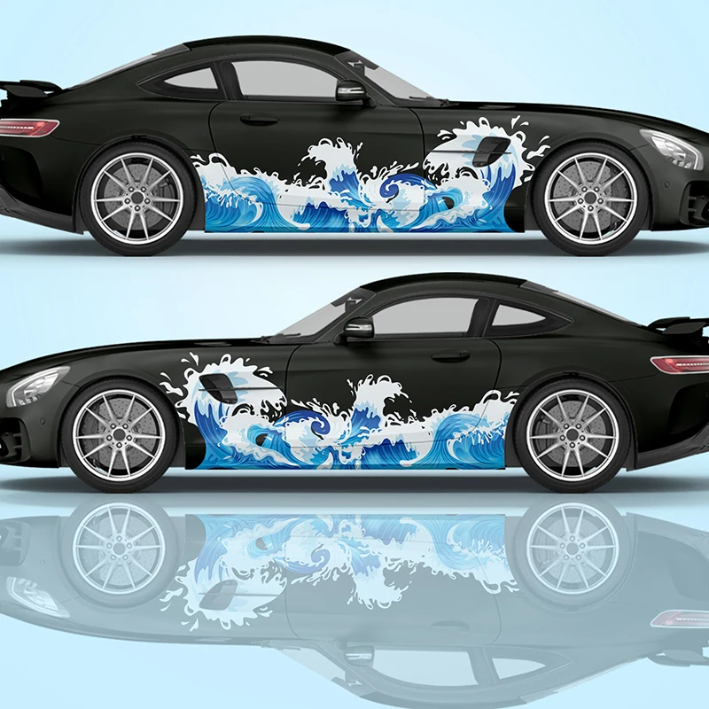 Big Wave Car Wrap Sticker Japanese Sea Wave Art GM Wrap High Quality Cast Vinyl Wrap Spray Decal