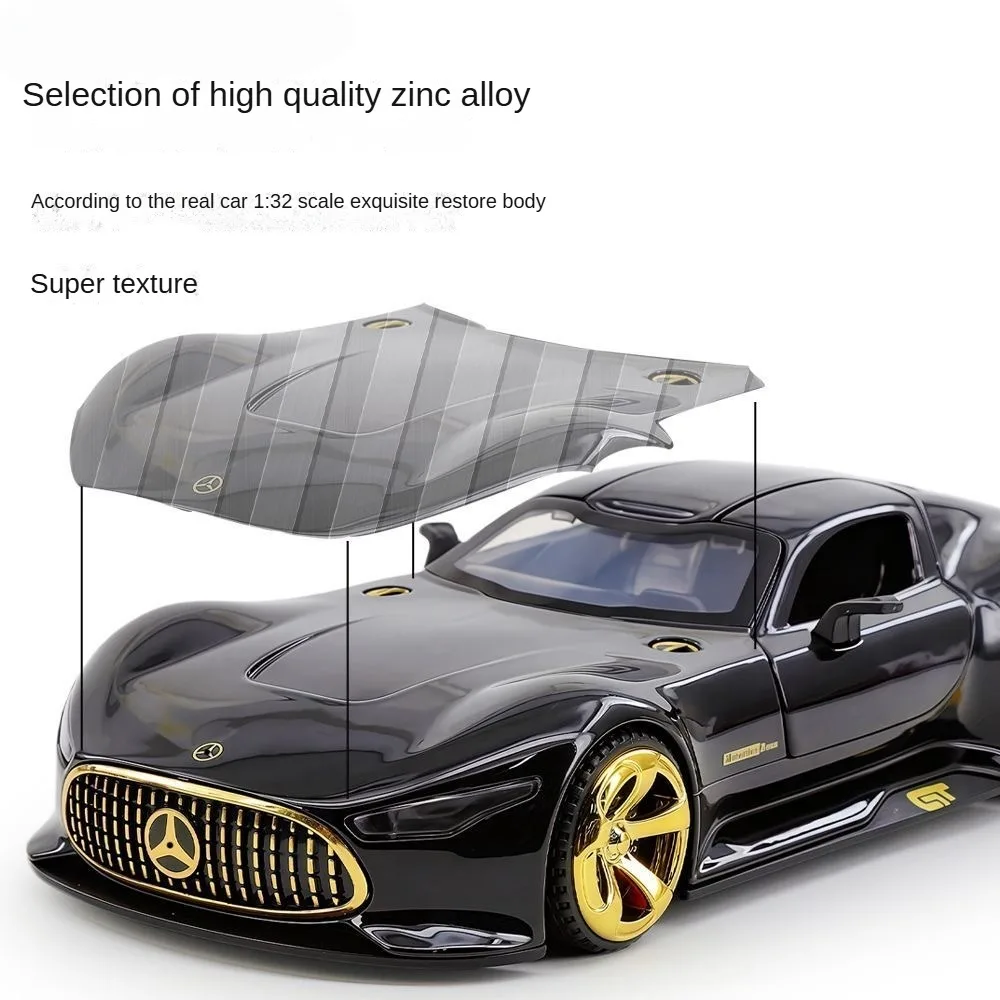 1:32 scale black pre-built die-cast vehicle model, alloy car, multiple doors, suitable as a gift or decorative model.