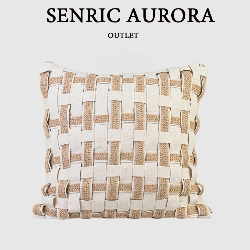 Design Luxury Cushion Cover 30x50 45x45 50x50cm White Linen Woven Square Pillowcase For Home Hotel Bed Living Room Sofa