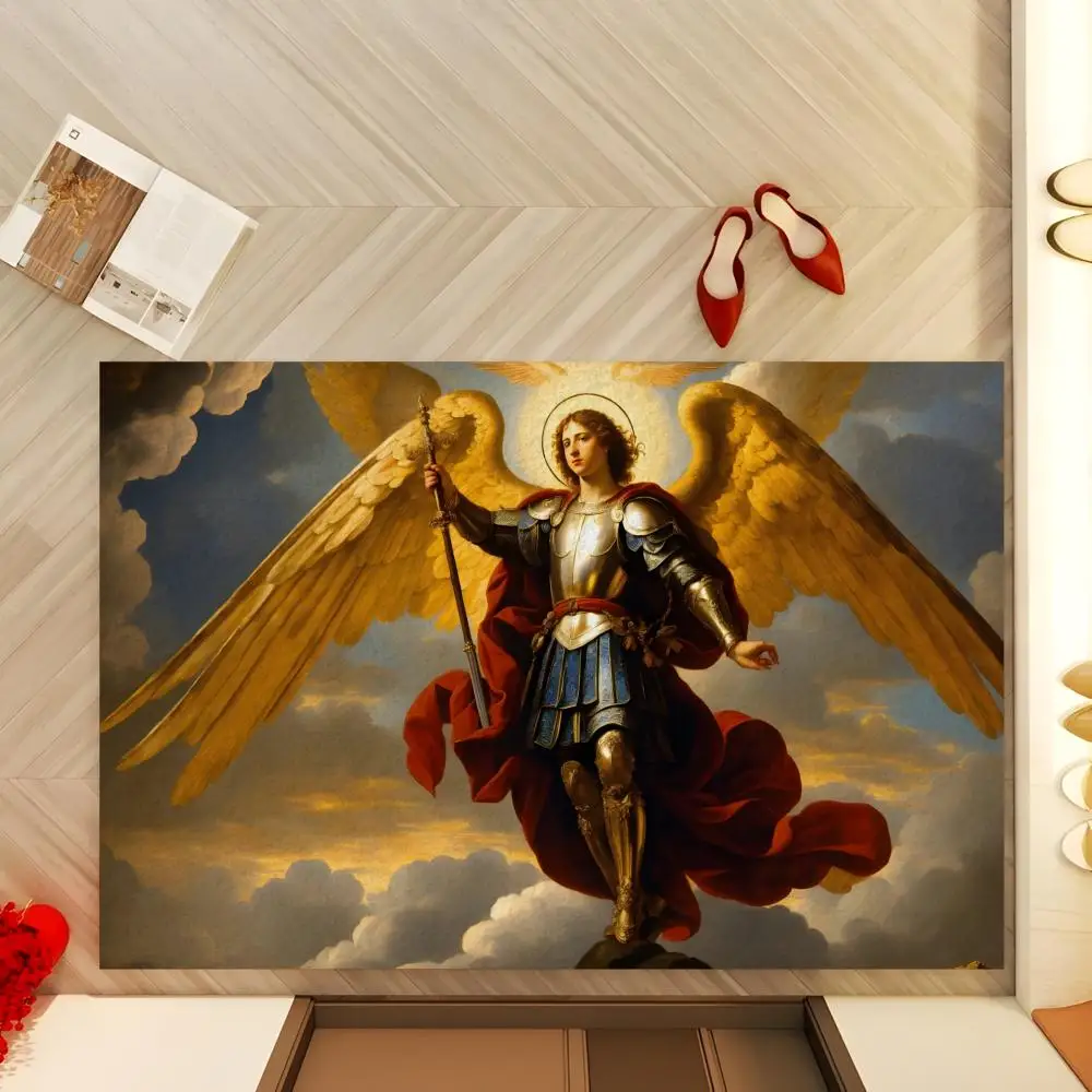 Floor Mat Diatomite Bath Mat, Quick-Drying Non-Slip Absorbent Mat, Washable Home Floor Ma S-St Michael ArchangelS