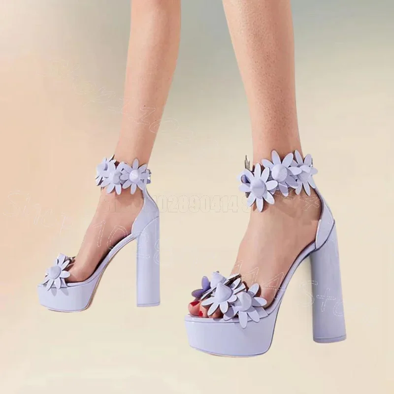 

Purple Rivets Appliques Design Platform Sandals Buckle Strap Women Shoes Chunky High Heels Open Toe New 2025 Zapatos Para Mujere