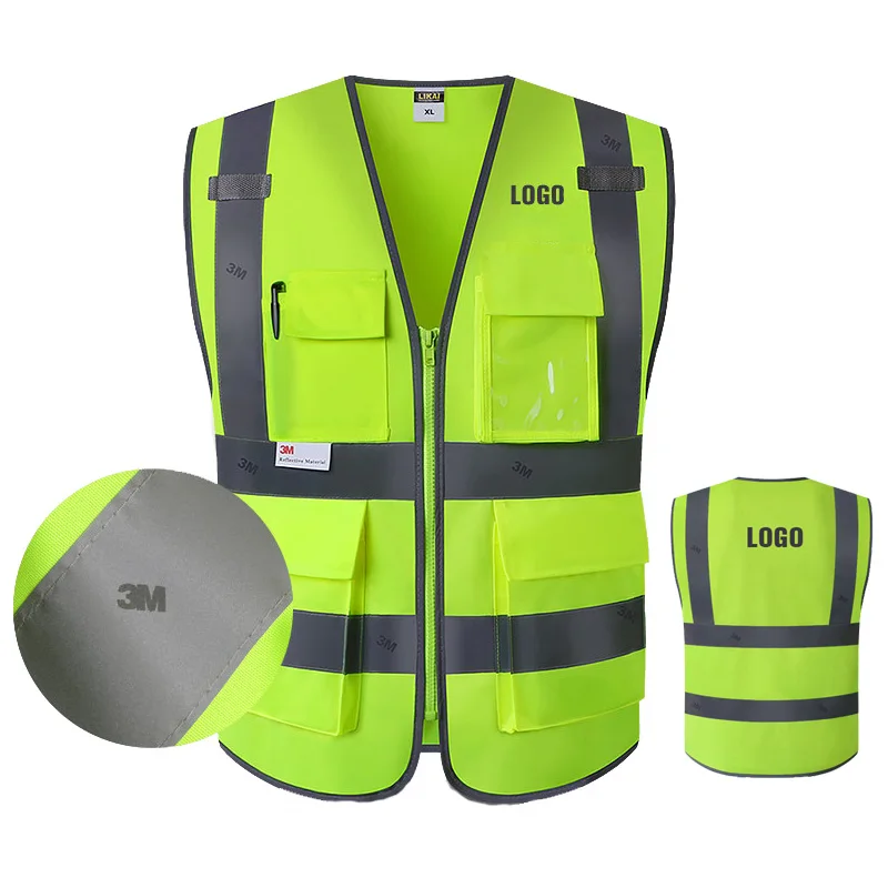 

Safety Vest with 3M Reflective Stripes Construction Vest with Large Pockets Reflective Cycling Clothing Men