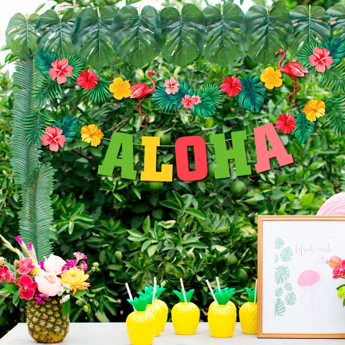 Hawaii Đảng Luau Hạc Đảng Hồng Hồng Hạc Trang Trí Dứa Mùa Hè Cưới Tiệc Sinh Nhật Bé Gái Hawaii Trang Trí Tiệc Nhiệt Đới