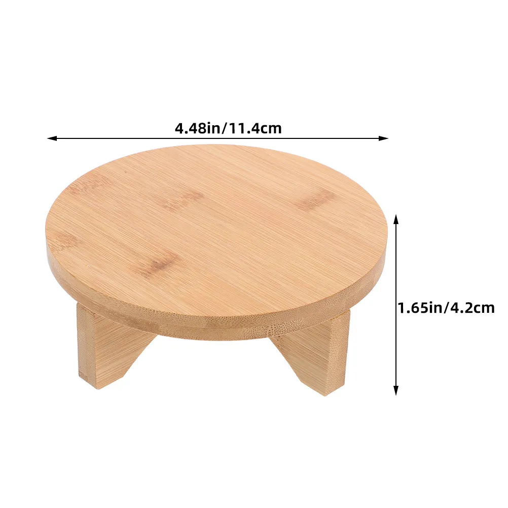 Wooden Bamboo Plant Riser Round Flower Pot Stand Decorative Pedestal for Tabletop Planter Display Vase Small Item Holder view 3