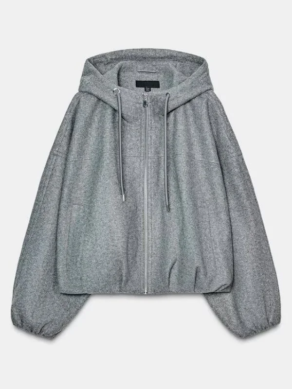 Retro American Style Women's Loose Fit Hooded Pilot Jacket Outerwear Polyester Fiber Long Sleeve Zipper Closure  Color