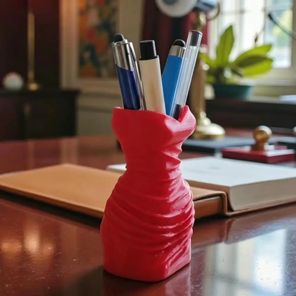 Decorative Pen Holder Three-dimensional Textured Organizer 3d Printed Dress Pen Holder Makeup Brush Stand Organizer for School