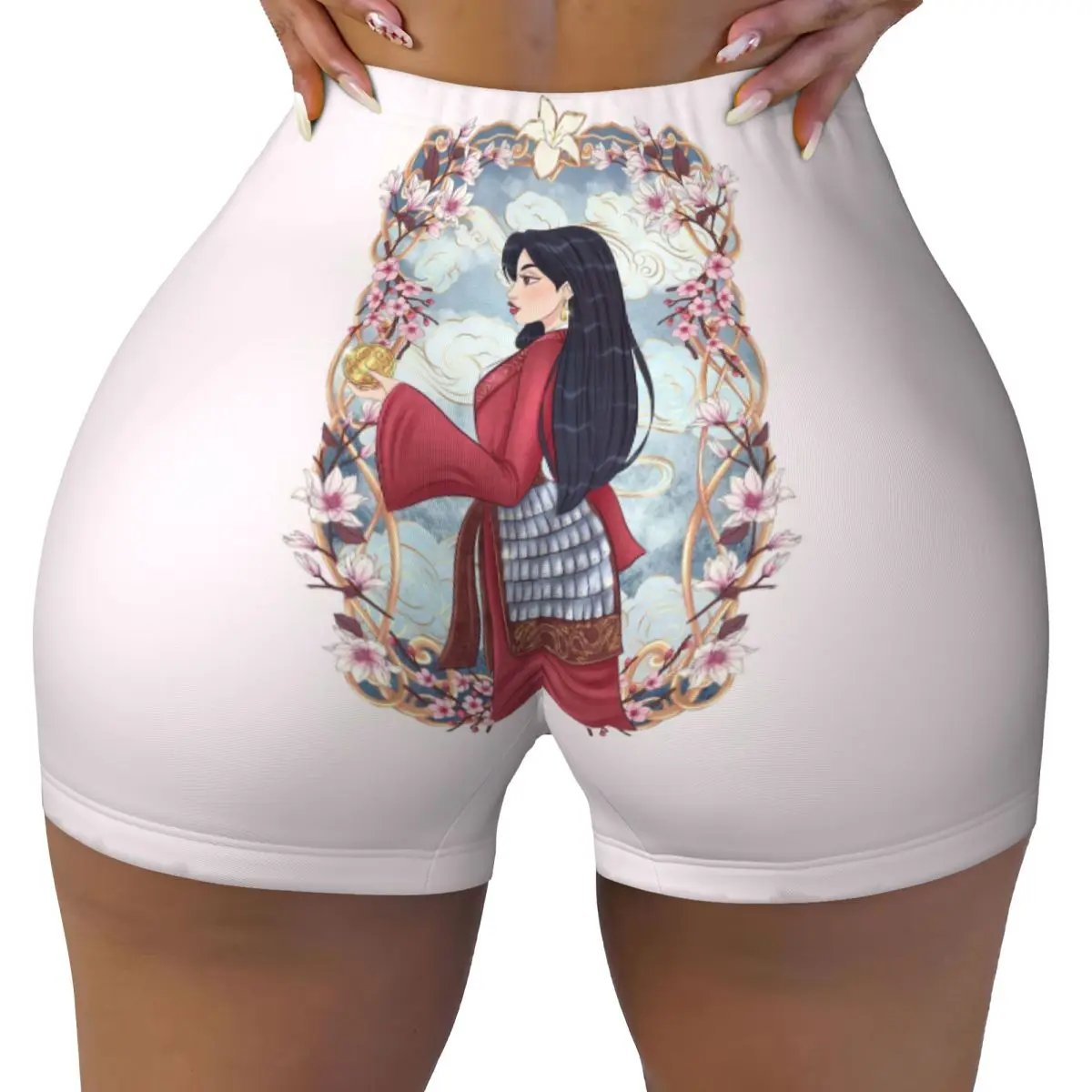 

Custom Mulan Princess Workout Biker Running Shorts Women's Gym Yoga Shorts