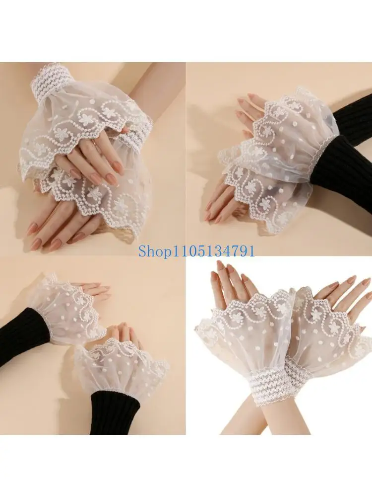 

98 км Элегантные кружевные манжеты на запястья Кружевной дизайн ногтей Реквизит для фотографий Мягкая ткань Удобные эластичные