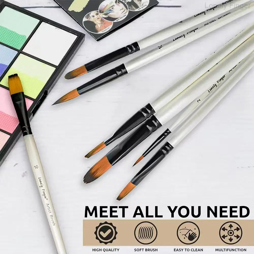 Conjunto de pincéis acrílicos para aquarela de viagem, 6/30 peças, com kit de pincéis profissionais planos, filbert, redondos e angulares