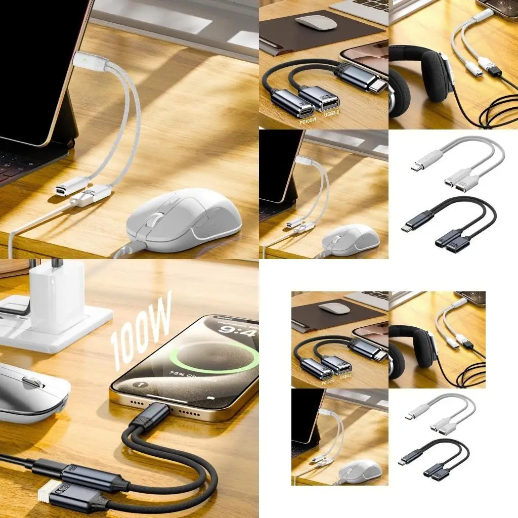31BA USB C to USB OTG and Adapter USB C OTG Splitter Fast Power Delivery
