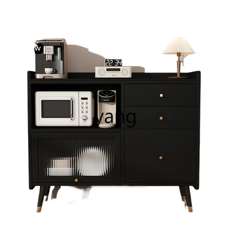 LH minimalist side cabinet black minimalist light luxury kitchen microwave oven bowl