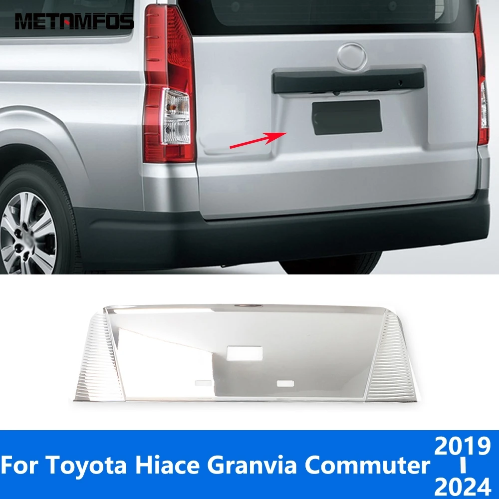 Rear Trunk License Plate For Toyota Hiace Granvia Commuter 2019-2022 2023 2024 Carbon Fiber Tail Number Plate Holder Accessories