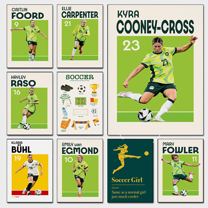 Modern Women’s Soccer Player Inspirational Posters Mary Fowler Cool Football Prints Canvas Painting Wall Picture Home Room Decor