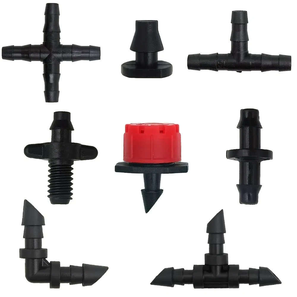 50pcs Barbed Connectors Irrigation Fittings Drip Irrigation Barbed Connectors 4/7mm Tubing Fittings for Flower Pot Garden Lawn