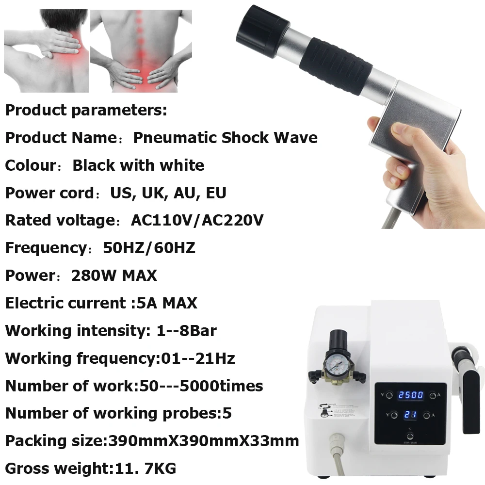 8บาร์ Pneumatic Shock Wave บรรเทาปวดกายภาพบำบัดการดูแลสุขภาพ Shockwave Therapy เครื่อง ED Treatment Body Relax Massager