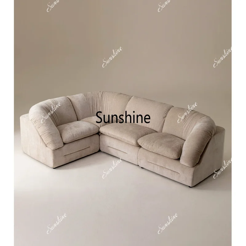 Anti-cat scratch straight row module corner retro simple living room combination fabric sofa