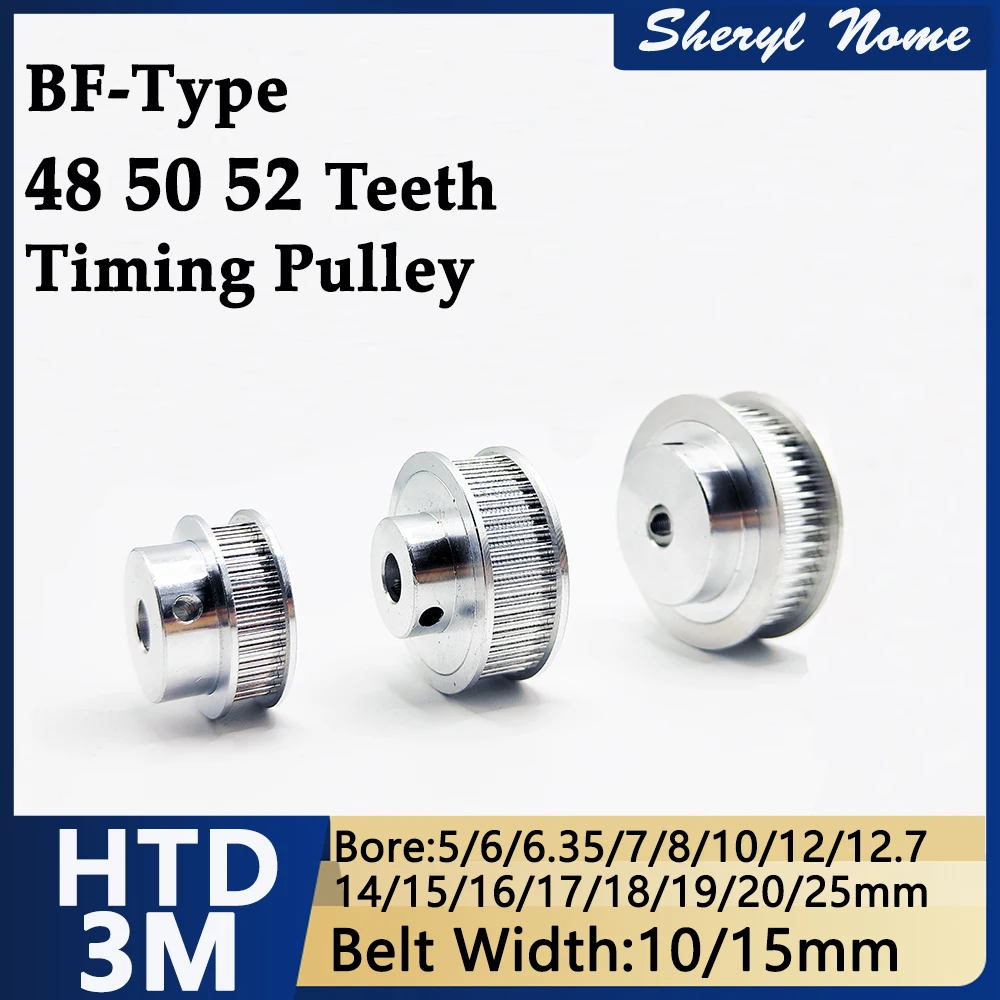 HTD3M synchronous wheel BF type timing synchronous belt pulley, 48 teeth, 50 teeth, 52 teeth, inner hole 5/6~24/25