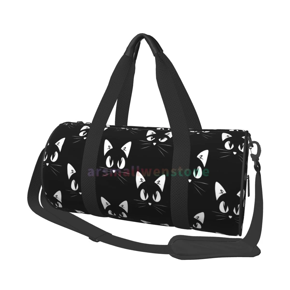 Cute Cartoon Cat Travel Duffle Bag Yoga Bag Workout Durable Backpack Handbags Round Outdoor Fitness Bags