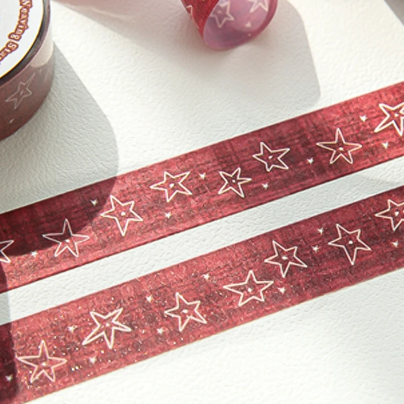 Mr. Paper Crimson Prelude PET Tape 3-Roll, Glitter Sand Material Journal Decor, Red Theme Collage Material, Creative Stationery view 5