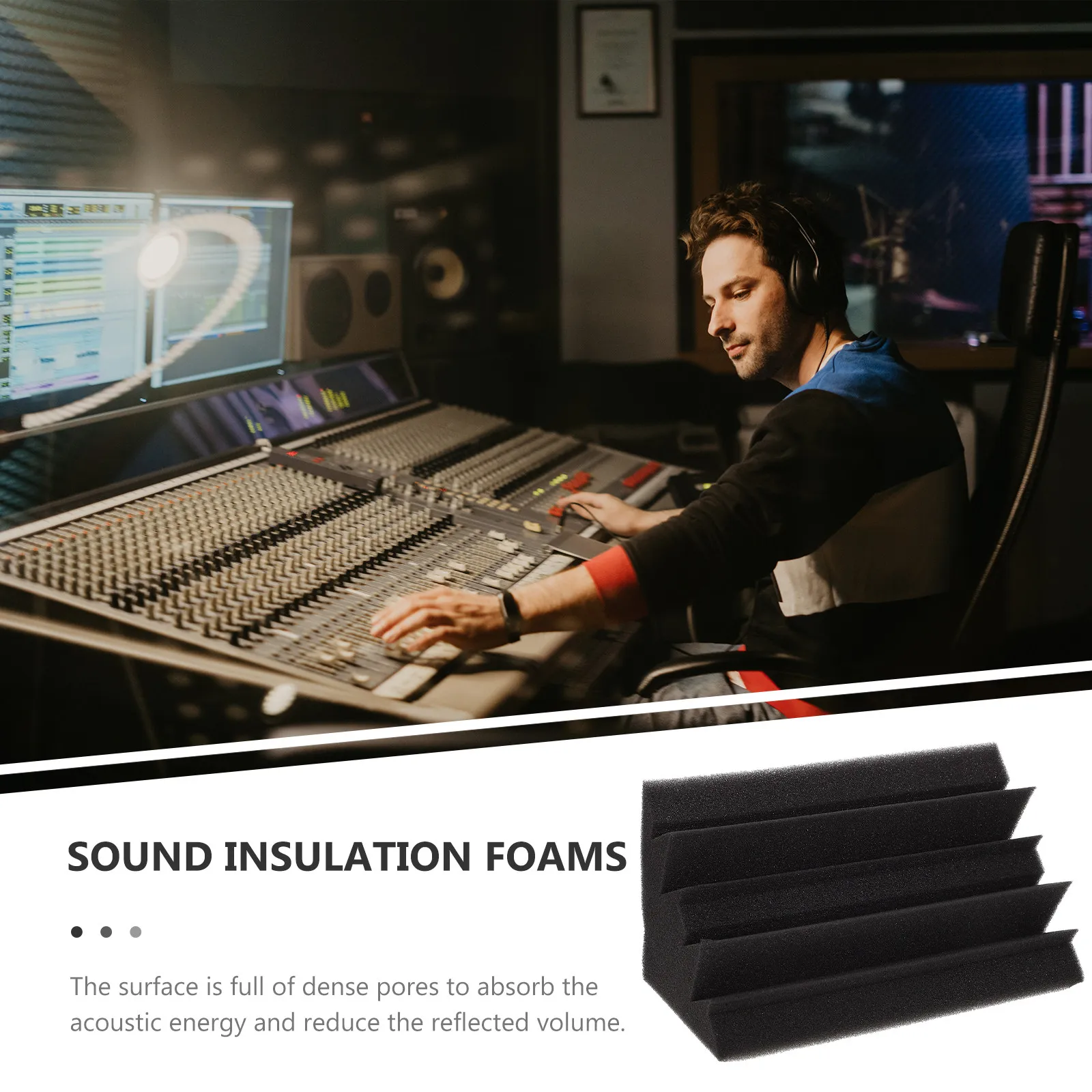 5 paneles de espuma acústica absorbente de sonido, paneles negros que absorben el sonido