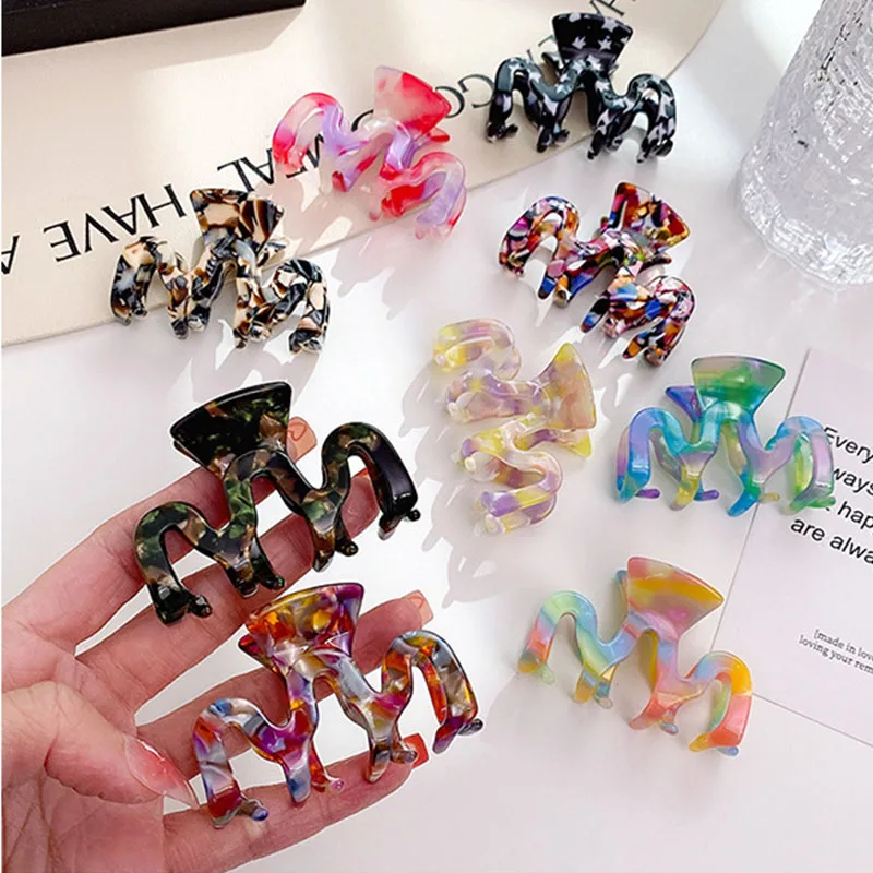 New Creative Design Geometry 6cm M Shape Medium Size Hair Clip Simple Acetic Acid Shark Clip Fashion Ponytail Clip