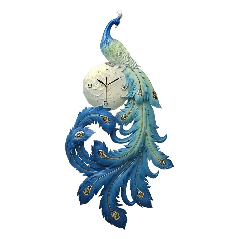 

Three-dimensional, relief, new Chinese style, peacock, lucky, living room, wall clock, decoration, clock, art clock